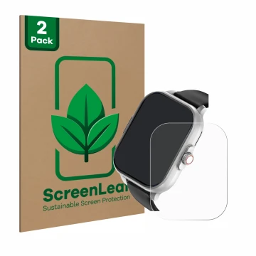 Parte frontal de un envase de producto con el logotipo de la marca ScreenLeaf. Al lado se muestra el dispositivo YYKY E02 2.01
