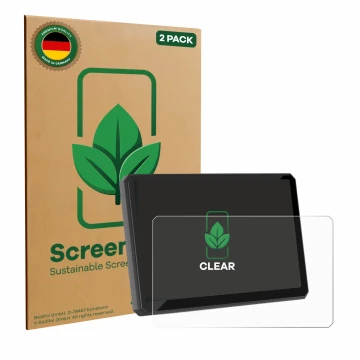 Parte frontal de un envase de producto con el logotipo de la marca ScreenLeaf. Al lado se muestra el dispositivo Carpuride W50