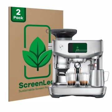 Parte frontal de un envase de producto con el logotipo de la marca ScreenLeaf. Al lado se muestra el dispositivo Sage the Orac