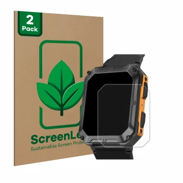 Parte frontal de un envase de producto con el logotipo de la marca ScreenLeaf. Al lado se muestra el dispositivo Stahlgear Tho