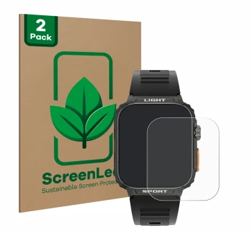 Parte frontal de un envase de producto con el logotipo de la marca ScreenLeaf. Al lado se muestra el dispositivo Bekomiya Smar
