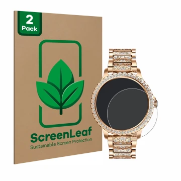 Parte frontal de un envase de producto con el logotipo de la marca ScreenLeaf. Al lado se muestra el dispositivo LIGE BW1845A-