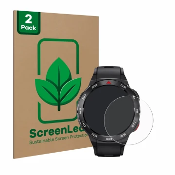 Parte frontal de un envase de producto con el logotipo de la marca ScreenLeaf. Al lado se muestra el dispositivo Xiaomi Mibro 