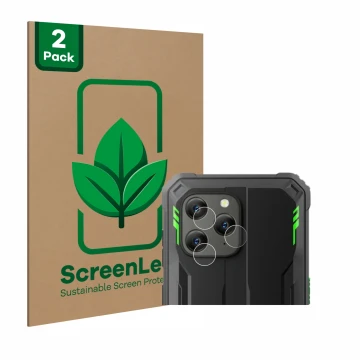 Parte frontal de un envase de producto con el logotipo de la marca ScreenLeaf. Al lado se muestra el dispositivo Blackview BV5