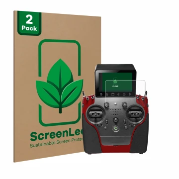 Parte frontal de un envase de producto con el logotipo de la marca ScreenLeaf. Al lado se muestra el dispositivo PowerBox Syst