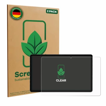 Parte frontal de un envase de producto con el logotipo de la marca ScreenLeaf. Al lado se muestra el dispositivo Xgody Q17 11