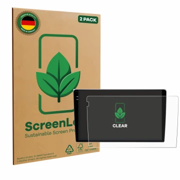Parte frontal de un envase de producto con el logotipo de la marca ScreenLeaf. Al lado se muestra el dispositivo Teyes CC3 9