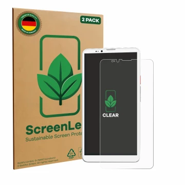 Parte frontal de un envase de producto con el logotipo de la marca ScreenLeaf. Al lado se muestra el dispositivo Bigme Hibreak