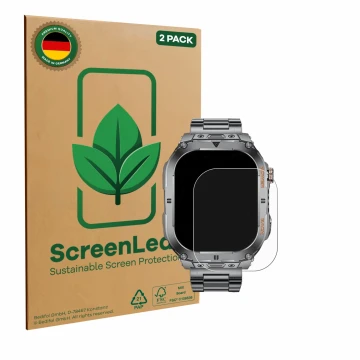 Parte frontal de un envase de producto con el logotipo de la marca ScreenLeaf. Al lado se muestra el dispositivo Esfoe ZC-EF9-