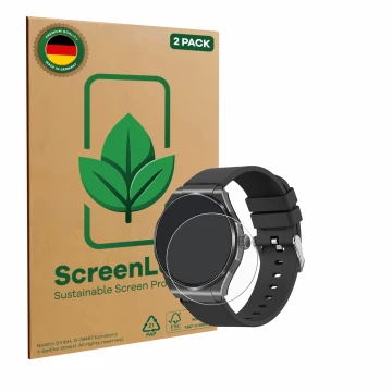 Parte frontal de un envase de producto con el logotipo de la marca ScreenLeaf. Al lado se muestra el dispositivo Knauermann Pr