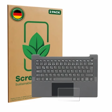 Parte frontal de un envase de producto con el logotipo de la marca ScreenLeaf. Al lado se muestra el dispositivo Lenovo IdeaPa