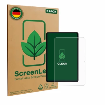 Parte frontal de un envase de producto con el logotipo de la marca ScreenLeaf. Al lado se muestra el dispositivo Xiaomi POCO P