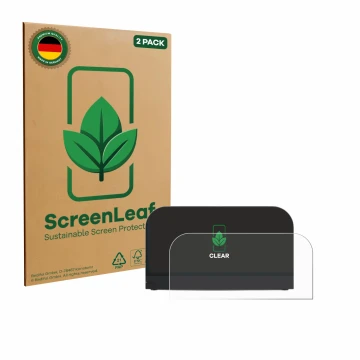 Parte frontal de un envase de producto con el logotipo de la marca ScreenLeaf. Al lado se muestra el dispositivo Nintendo Swit