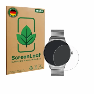 Parte frontal de un envase de producto con el logotipo de la marca ScreenLeaf. Al lado se muestra el dispositivo Pireware Slim
