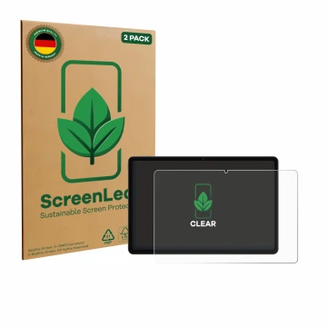 Parte frontal de un envase de producto con el logotipo de la marca ScreenLeaf. Al lado se muestra el dispositivo Xiaomi Redmi 