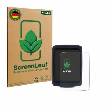 Parte frontal de un envase de producto con el logotipo de la marca ScreenLeaf. Al lado se muestra el dispositivo Sigma BC 10.0