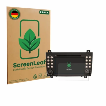 Parte frontal de un envase de producto con el logotipo de la marca ScreenLeaf. Al lado se muestra el dispositivo Erisin ES8940