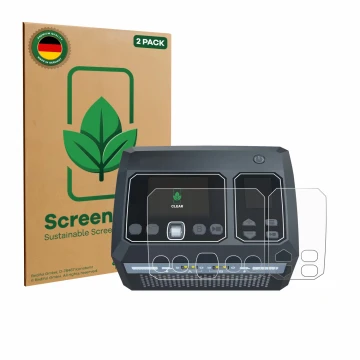 Parte frontal de un envase de producto con el logotipo de la marca ScreenLeaf. Al lado se muestra el dispositivo SkyRc D750 Mi