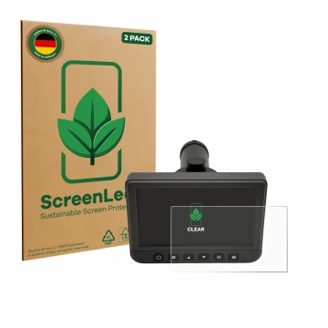 Parte frontal de un envase de producto con el logotipo de la marca ScreenLeaf. Al lado se muestra el dispositivo dnt DigiTele 