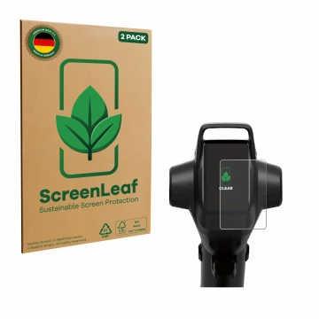 Parte frontal de un envase de producto con el logotipo de la marca ScreenLeaf. Al lado se muestra el dispositivo Segway GT3 Pr