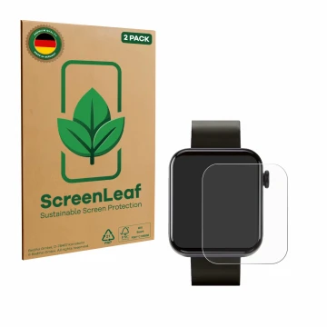 Parte frontal de un envase de producto con el logotipo de la marca ScreenLeaf. Al lado se muestra el dispositivo Kendox Life T