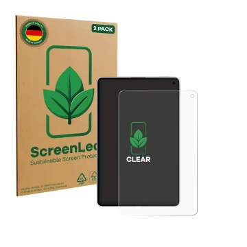 Parte frontal de un envase de producto con el logotipo de la marca ScreenLeaf. Al lado se muestra el dispositivo Huawei MatePa