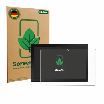 Parte frontal de un envase de producto con el logotipo de la marca ScreenLeaf. Al lado se muestra el dispositivo MUISOO A10 10