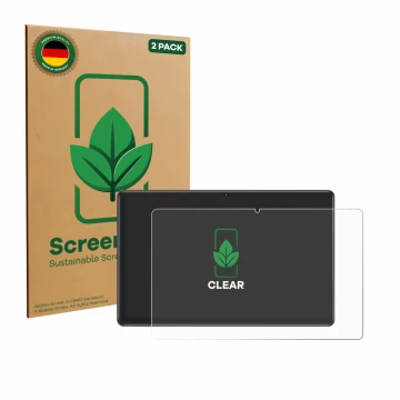 Parte frontal de un envase de producto con el logotipo de la marca ScreenLeaf. Al lado se muestra el dispositivo ZIOVO Z118 10