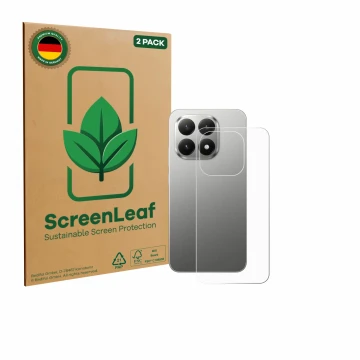 Parte frontal de un envase de producto con el logotipo de la marca ScreenLeaf. Al lado se muestra el dispositivo Xiaomi 15T (T