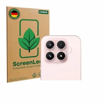 Parte frontal de un envase de producto con el logotipo de la marca ScreenLeaf. Al lado se muestra el dispositivo Xiaomi 17 (SÓ