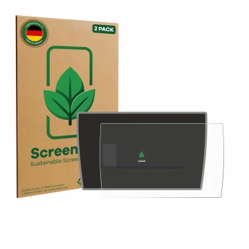 Parte frontal de un envase de producto con el logotipo de la marca ScreenLeaf. Al lado se muestra el dispositivo BMW i3 2019 c