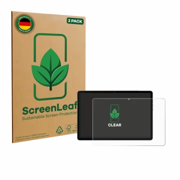 Parte frontal de un envase de producto con el logotipo de la marca ScreenLeaf. Al lado se muestra el dispositivo Black Shark P