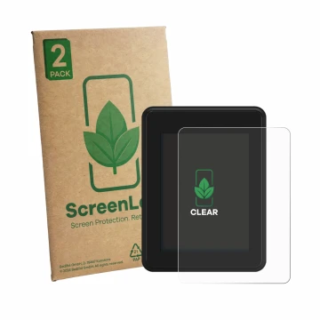 Parte frontal de un envase de producto con el logotipo de la marca ScreenLeaf. Al lado se muestra el dispositivo Neodrives sim