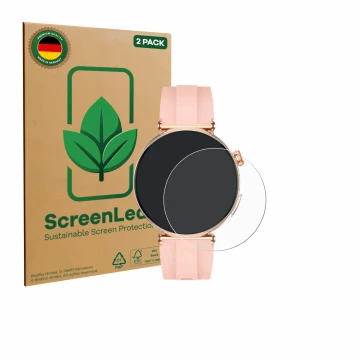 Parte frontal de un envase de producto con el logotipo de la marca ScreenLeaf. Al lado se muestra el dispositivo Knauermann Pr