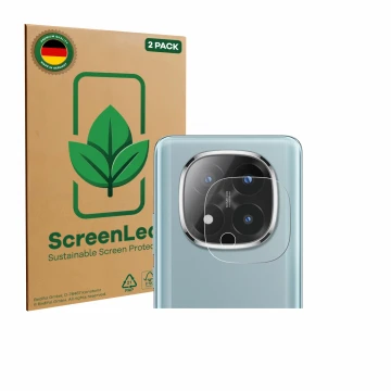 Parte frontal de un envase de producto con el logotipo de la marca ScreenLeaf. Al lado se muestra el dispositivo Xiaomi Redmi 