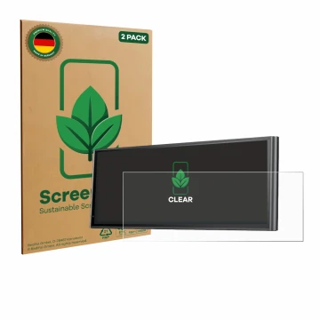 Parte frontal de un envase de producto con el logotipo de la marca ScreenLeaf. Al lado se muestra el dispositivo Krunia 9.26