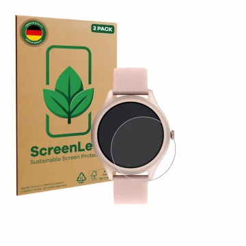 Parte frontal de un envase de producto con el logotipo de la marca ScreenLeaf. Al lado se muestra el dispositivo Reflex Active