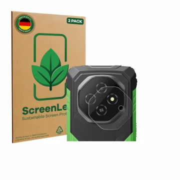 Parte frontal de un envase de producto con el logotipo de la marca ScreenLeaf. Al lado se muestra el dispositivo Blackview For