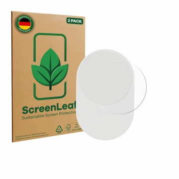 Parte frontal de un envase de producto con el logotipo de la marca ScreenLeaf. Al lado se muestra el dispositivo Ikea Bilresa 