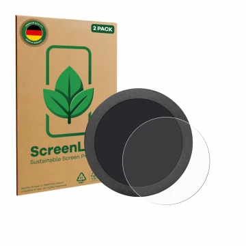 Parte frontal de un envase de producto con el logotipo de la marca ScreenLeaf. Al lado se muestra el dispositivo Elecrow Displ