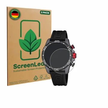 Parte frontal de un envase de producto con el logotipo de la marca ScreenLeaf. Al lado se muestra el dispositivo Lotus Connect