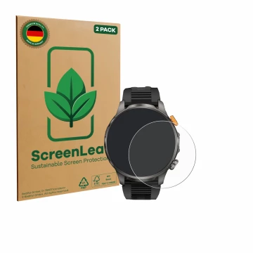 Parte frontal de un envase de producto con el logotipo de la marca ScreenLeaf. Al lado se muestra el dispositivo Naixues AK90 