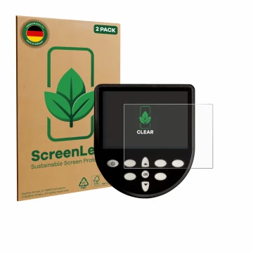 Parte frontal de un envase de producto con el logotipo de la marca ScreenLeaf. Al lado se muestra el dispositivo WaterRower Se