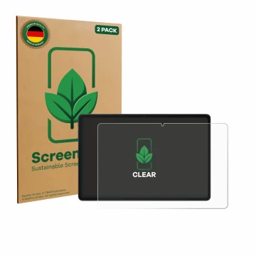 Parte frontal de un envase de producto con el logotipo de la marca ScreenLeaf. Al lado se muestra el dispositivo Alldocube iPl