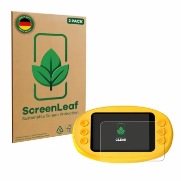 Parte frontal de un envase de producto con el logotipo de la marca ScreenLeaf. Al lado se muestra el dispositivo Ashfly inskam