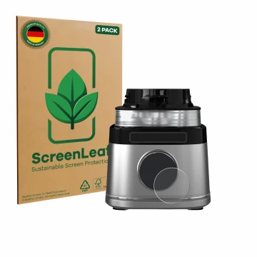 Parte frontal de un envase de producto con el logotipo de la marca ScreenLeaf. Al lado se muestra el dispositivo Ninja Detect 