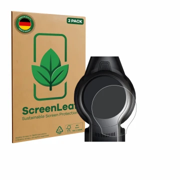 Parte frontal de un envase de producto con el logotipo de la marca ScreenLeaf. Al lado se muestra el dispositivo MOVA S2 con s