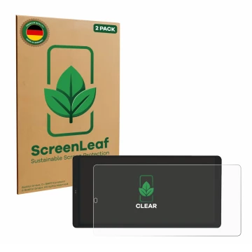 Parte frontal de un envase de producto con el logotipo de la marca ScreenLeaf. Al lado se muestra el dispositivo Shelly Wall D