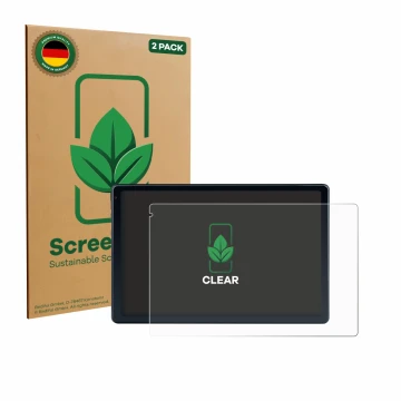 Parte frontal de un envase de producto con el logotipo de la marca ScreenLeaf. Al lado se muestra el dispositivo MUISOO MUIC10