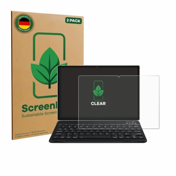 Parte frontal de un envase de producto con el logotipo de la marca ScreenLeaf. Al lado se muestra el dispositivo DEERTiME E9 1
